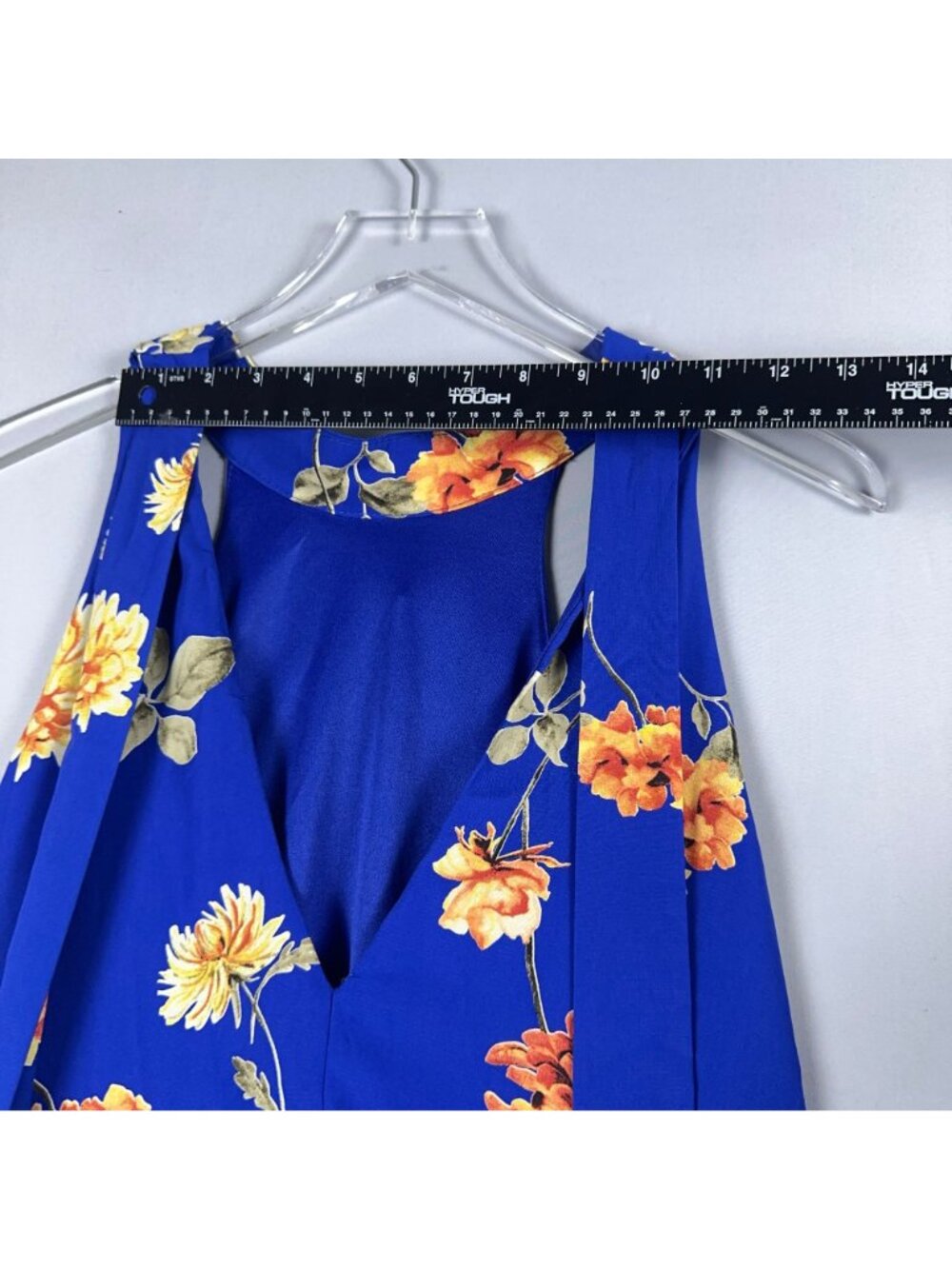 Lulus Swing Dress Size Medium Royal Blue Floral Print Sleeveless V-Neck Keyhole - Picture 13 of 14